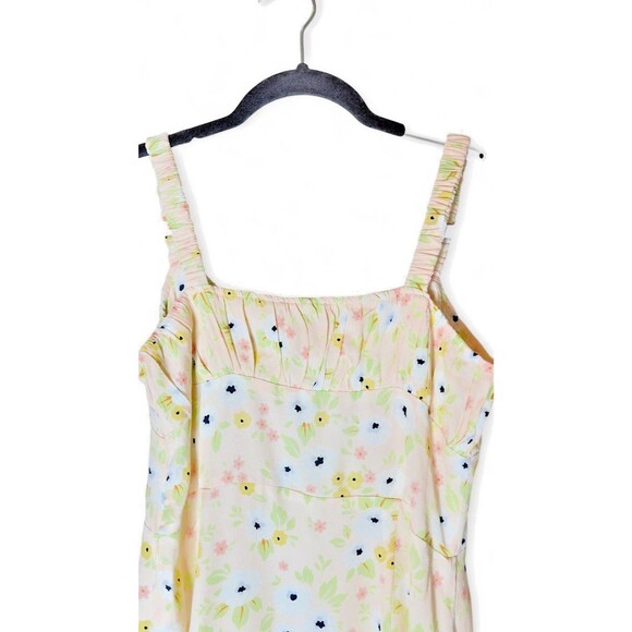 With Jéan Floral Mini Sundress Cream Peach Pansy Print Spaghetti Straps, Medium - Picture 5 of 11